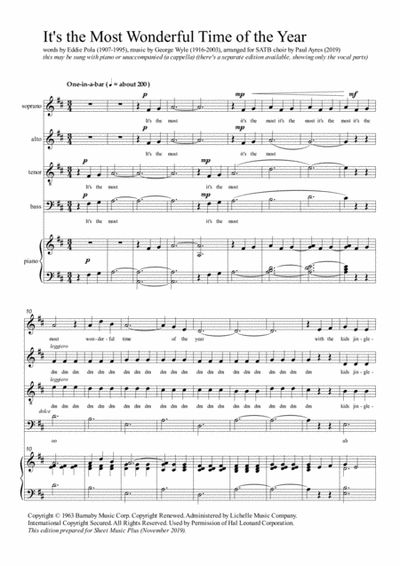 Its The Most Wonderful Time Of The Year Arranged For Satb Choir And Piano Page 2