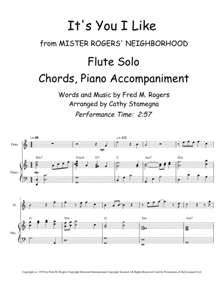 Its You I Like From Mister Rogers Neighborhood Flute Solo Chords Piano Acc Page 2