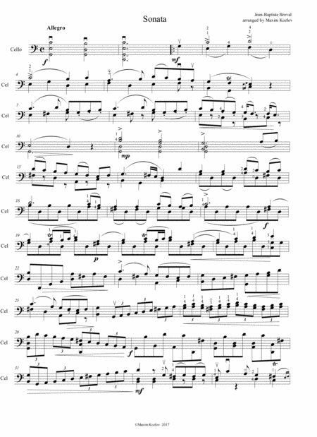 J B Breval Sonata For Cello And Piano In C Major Mov I Arrangement For Cello Solo Page 2