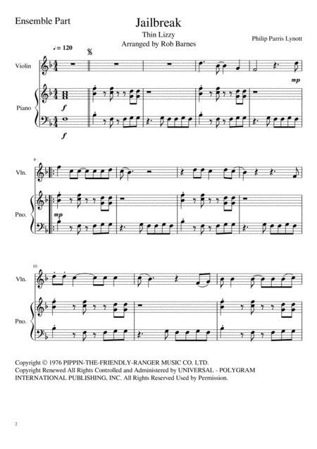 Jailbreak Thin Lizzy Violin And Piano Page 2