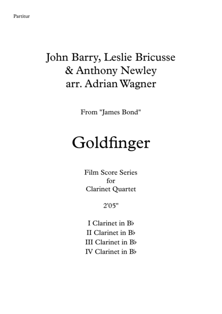 James Bond Goldfinger Clarinet Quartet Arr Adrian Wagner Page 2