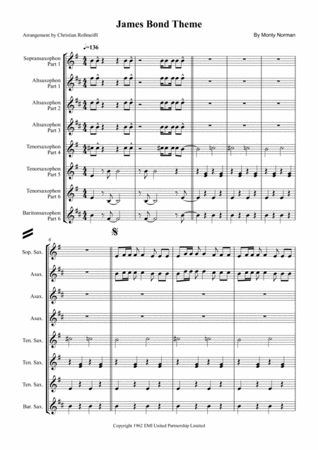 James Bond Theme For 5 6 Or 7 Saxophones Page 2