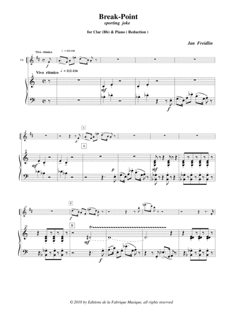 Jan Freidlin Break Point For Clarinet And String Orchestra Reduction For Clarinet And Piano Page 2