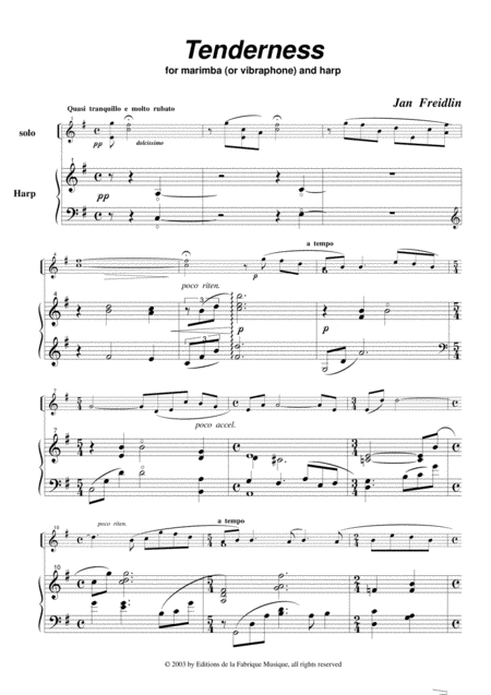 Jan Freidlin Tenderness For Marimba Or Vibraphone And Harp Page 2