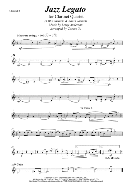 Jazz Legato For Clarinet Quartet 3 Bb Bass Page 2