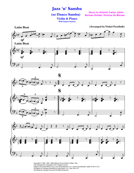 Jazz N Samba So Danco Samba With Improvisation For Violin And Piano Video Page 2