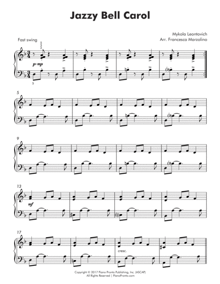 Jazzy Bell Carol Intermediate Piano Page 2