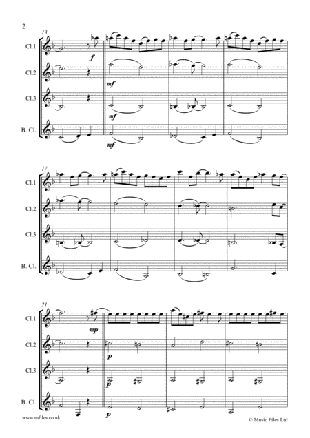 Jazzy Swing Song For Clarinet Quartet Score Parts Page 2