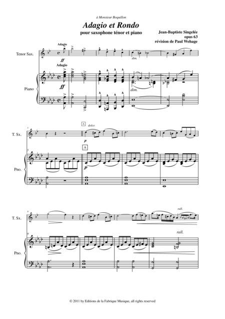 Jean Baptiste Singele Adagio Et Rondo Pour Saxophone Tnor Et Piano Rvision De Paul Wehage Opus 63 Page 2