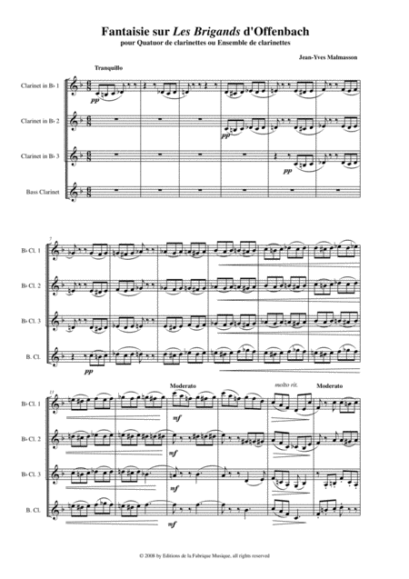 Jean Yves Malmasson Fantaisie Sur Les Brigands D Offenbach For 3 Bb Clarinets And Bass Clarinet Page 2