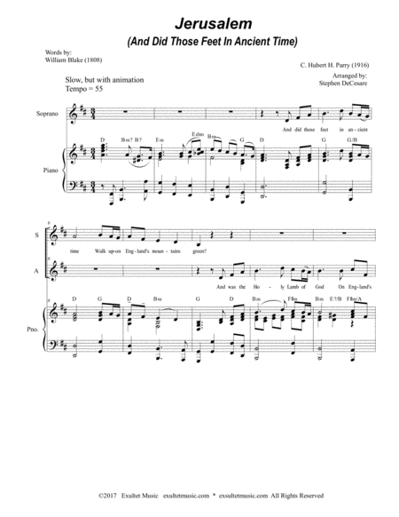 Jerusalem For 2 Part Choir Sa Page 2