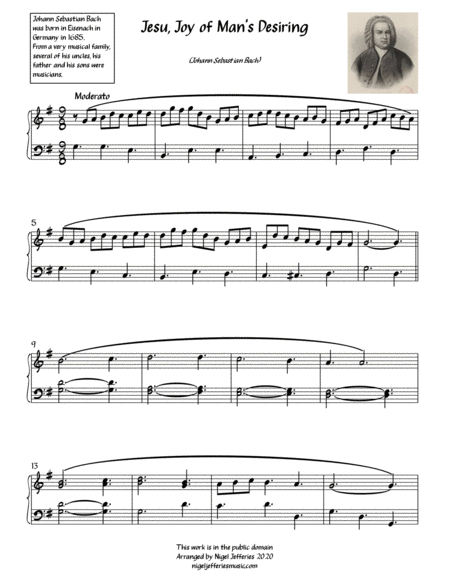 Jesu Joy Of Mans Desiring Arranged For Easy Piano Page 2