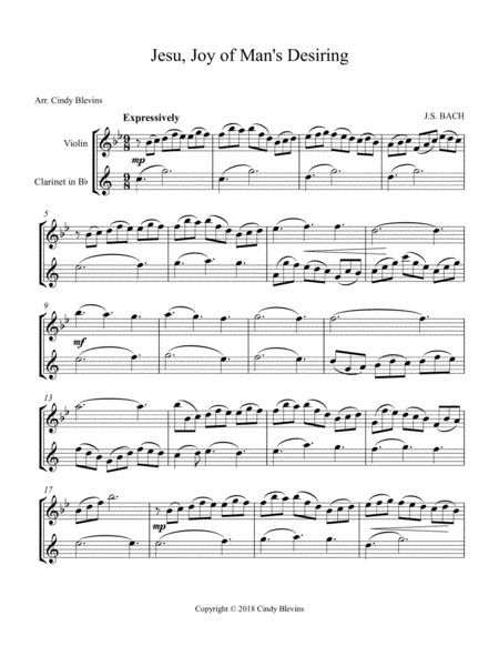 Jesu Joy Of Mans Desiring Arranged For Violin And Bb Clarinet Page 2