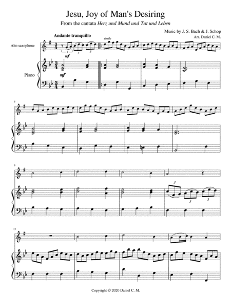 Jesu Joy Of Mans Desiring For Alto Sax And Piano Page 2