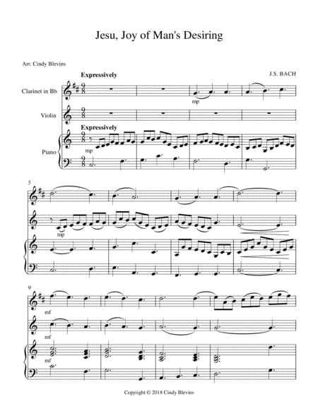 Jesu Joy Of Mans Desiring For Piano Clarinet And Violin Page 2