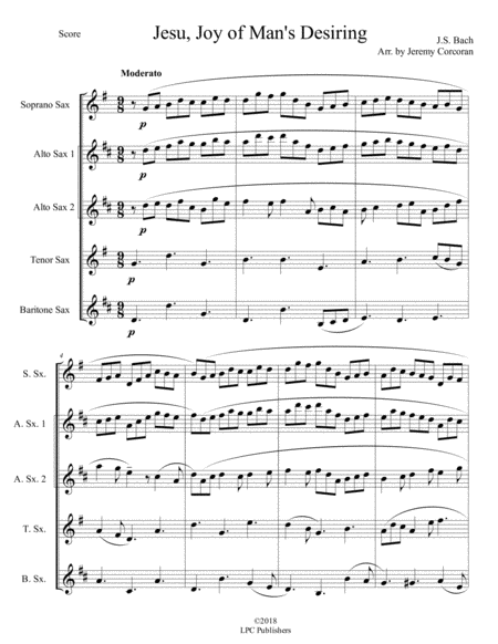 Jesu Joy Of Mans Desiring For Saxophone Quartet Satb Or Aatb Page 2