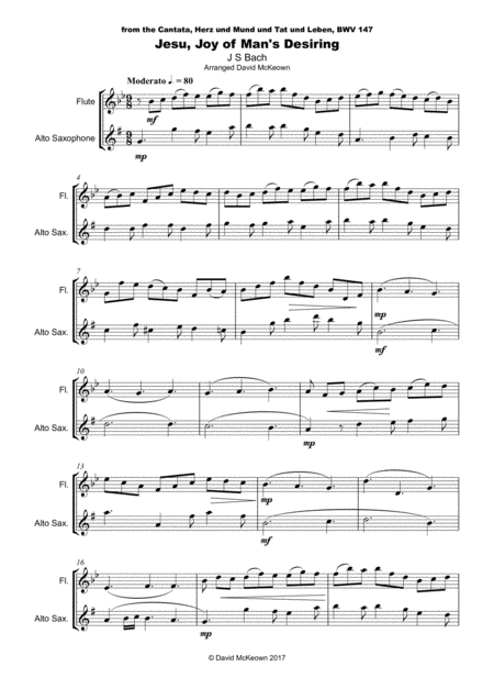 Jesu Joy Of Mans Desiring Js Bach Duet For Flute And Alto Saxophone Page 2