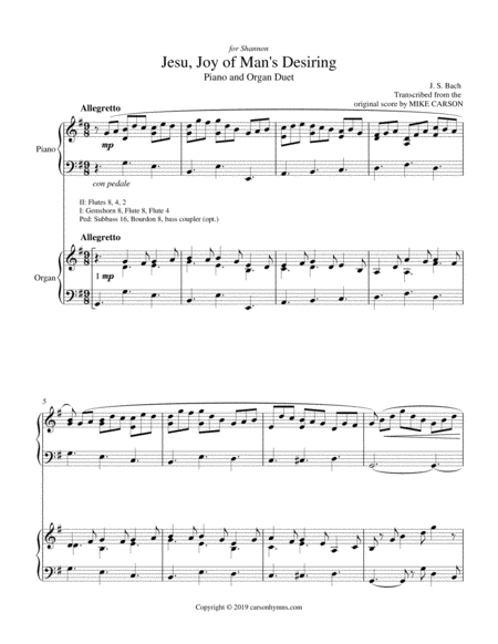 Jesu Joy Of Mans Desiring Piano And Organ Duet Page 2