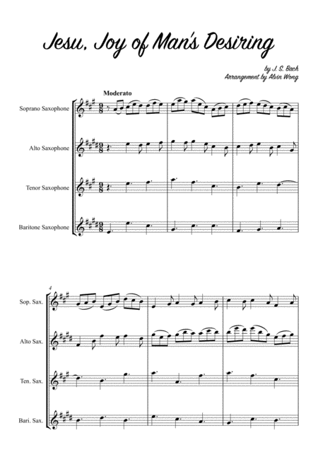 Jesu Joy Of Mans Desiring Saxophone Quartet Page 2
