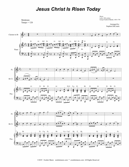 Jesus Christ Is Risen Today Duet For Flute And Bb Clarinet Page 2