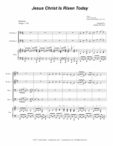 Jesus Christ Is Risen Today For Brass Quartet And Piano Alternate Version Page 2