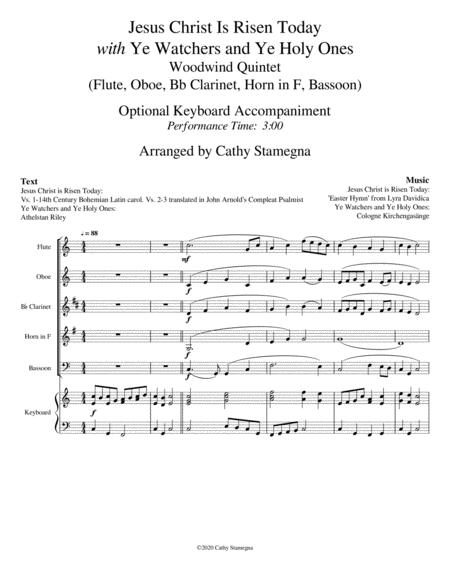 Jesus Christ Is Risen Today With Ye Watchers And Ye Holy Ones Woodwind Quintet Flute Oboe Bb Clarinet Horn In F Bassoon Optional Keyboard Accompanimen Page 2