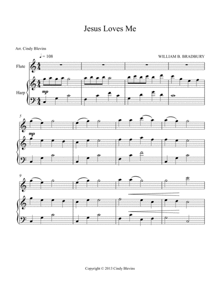 Jesus Loves Me Arranged For Harp And Flute Page 2