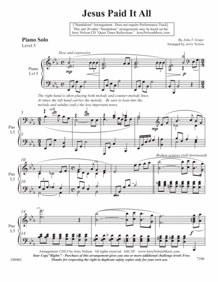 Jesus Paid It All 2 For 1 Piano Standalone Arr S Page 2