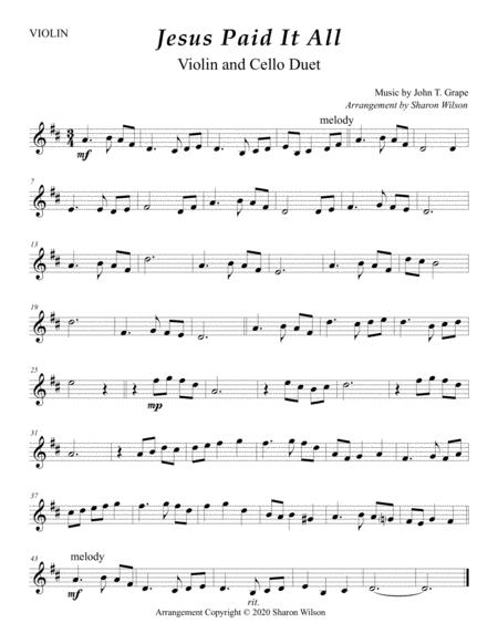 Jesus Paid It All For String Duet Violin And Cello Page 2