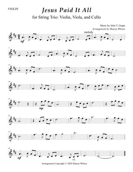 Jesus Paid It All For String Trio Violin Viola And Cello Page 2