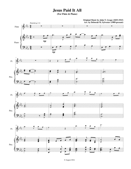 Jesus Paid It All Piano And Flute Page 2