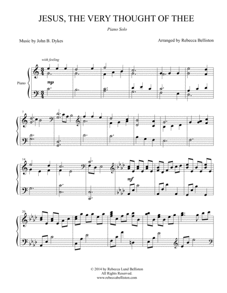Jesus The Very Thought Of Thee Piano Solo Page 2