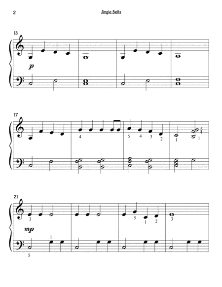 Jingle Bells Big Note Easy Piano Page 2