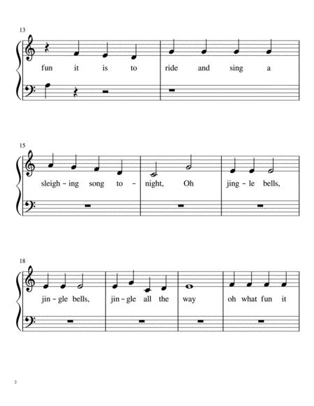 Jingle Bells Complete Version For Very Easy Piano Page 2