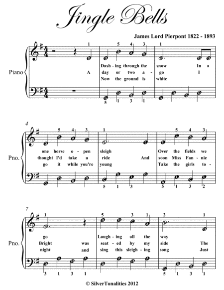 Jingle Bells Easy Piano Sheet Music Page 2