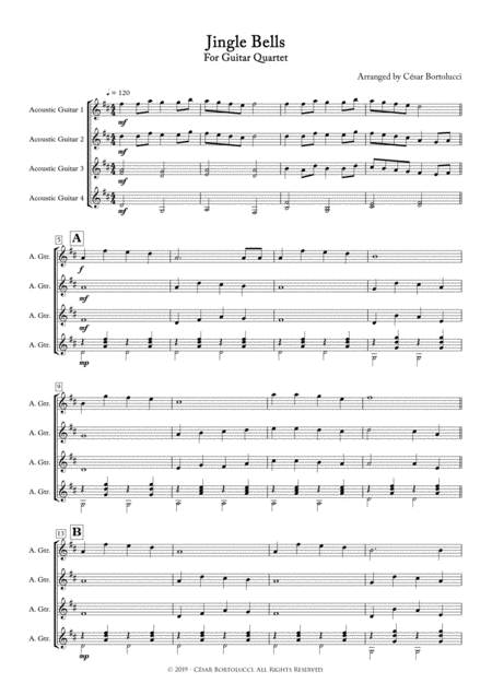 Jingle Bells For Guitar Quartet Page 2