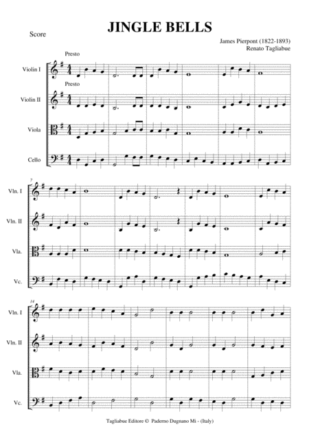 Jingle Bells For String Quartet With Parts Page 2