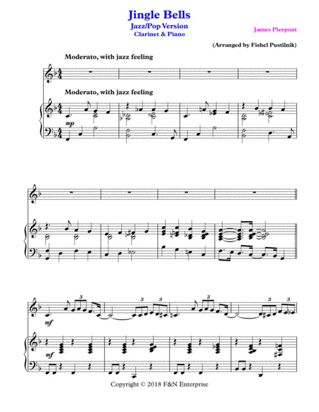 Jingle Bells Piano Background For Clarinet And Piano Jazz Pop Version Page 2