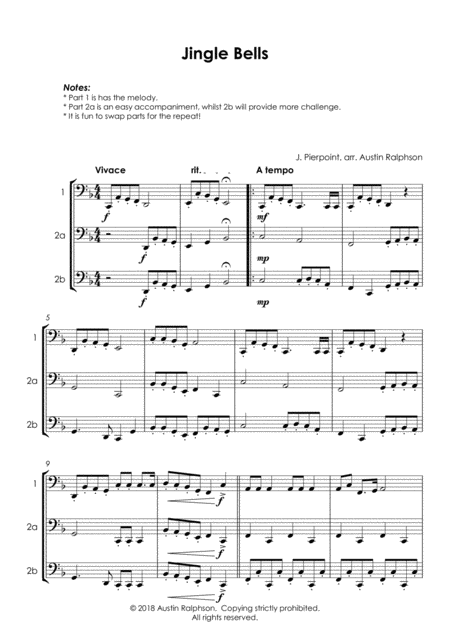 Jingle Bells Tuba Duet Easy Intermediate Level Page 2