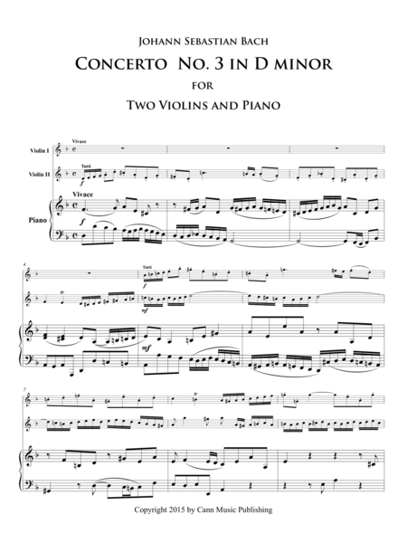Johann Sebastian Bach Concerto For Two Violins And Piano In D Minor Page 2