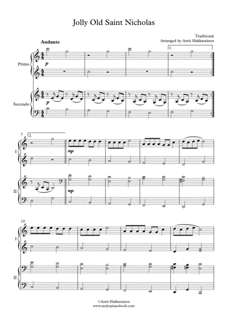 Jolly Old Saint Nicholas Piano 4 Hands Page 2