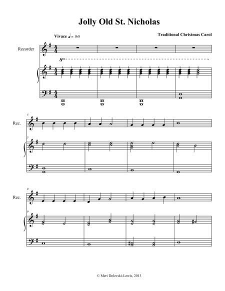 Jolly Old St Nicholas Recorder Piano Page 2