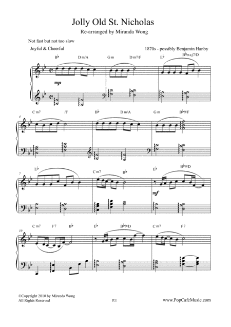 Jolly Old St Nicholas Romantic Christmas Piano Music Page 2