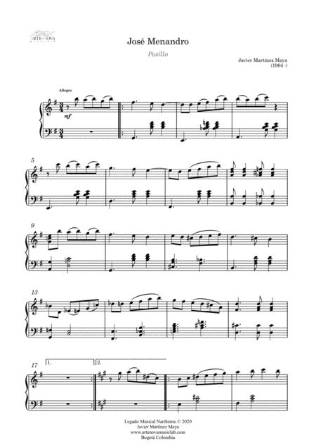 Jos Menandro Pasillo For Piano Latin Folk Music Page 2