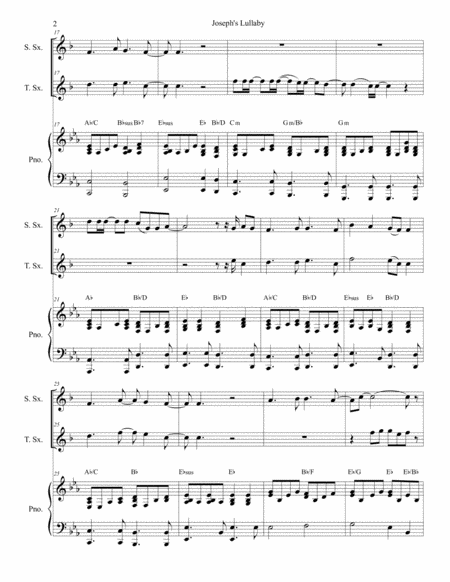 Josephs Lullaby Duet For Soprano And Tenor Saxophone Page 2