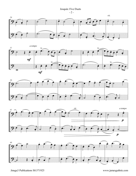 Josquin Five Duets For Cello Duo Page 2