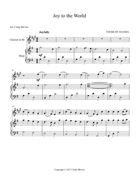 Joy To The World Arranged For Harp And Bb Clarinet Page 2