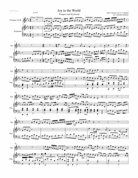 Joy To The World Fanfare Handel One Trumpet And Keyboard Page 2