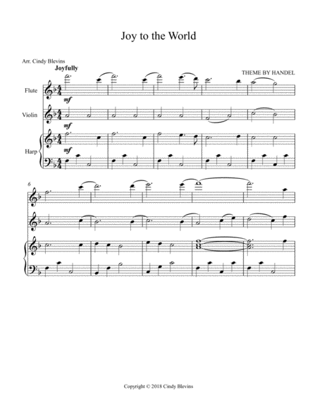 Joy To The World For Harp Flute And Violin Page 2