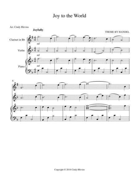 Joy To The World For Piano Clarinet And Violin Page 2